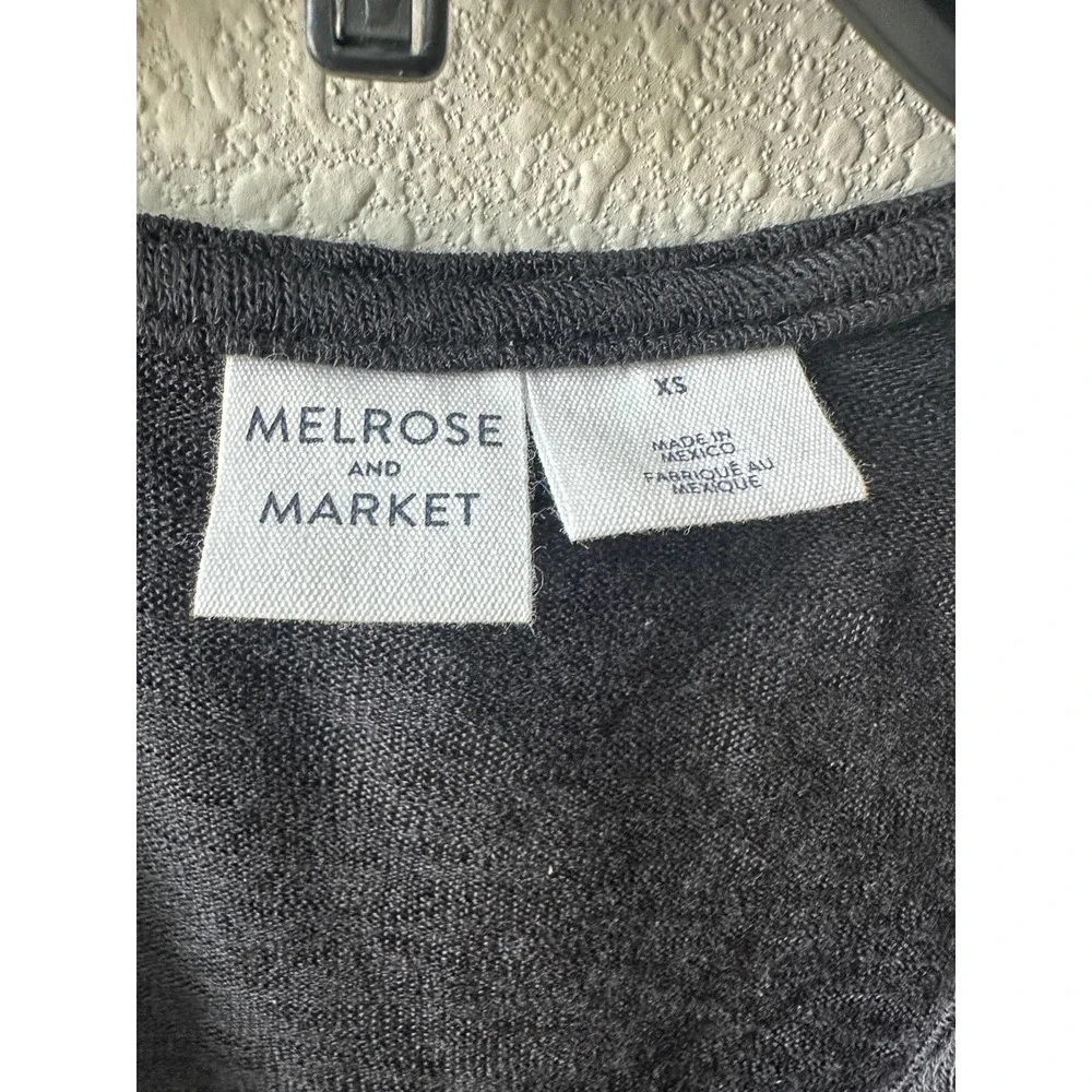 Melrose & Market Women Tank Top Sleeveless V Neck Black Button Front - Picture 5 of 15